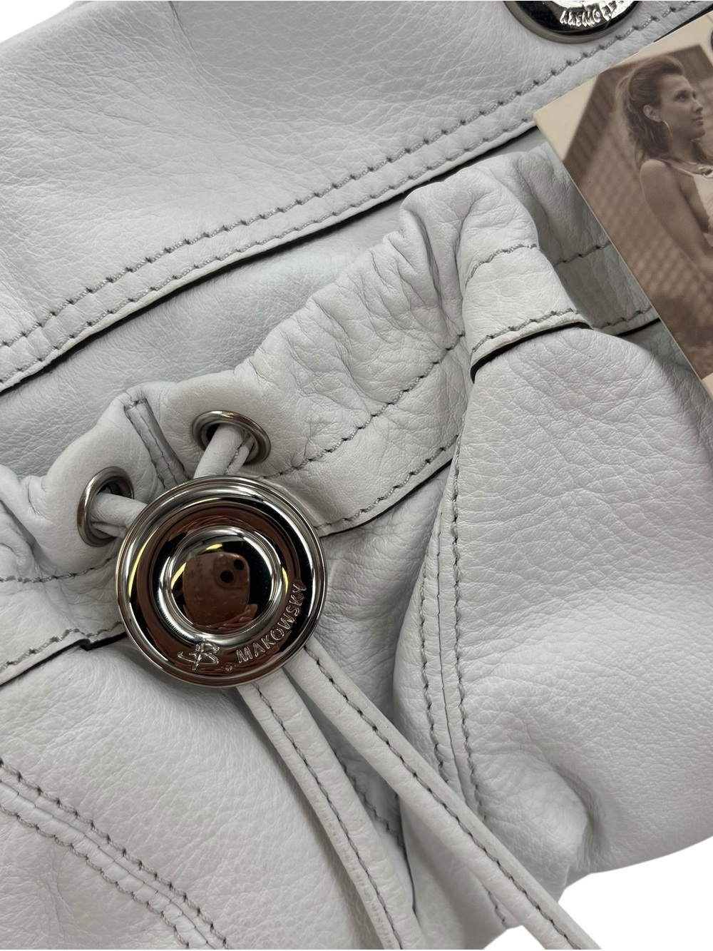 B. Makowsky White Pebbled Leather Shoulder Bag NWT Vintage Y2K - Picture 4 of 10